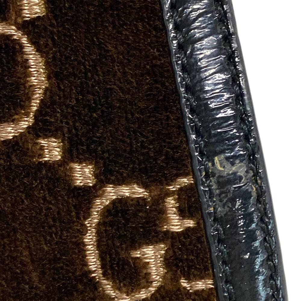 Gucci Sylvie Small Shoulder Bag 524405 Dark Brown Black Multi Velour Patent - Picture 13 of 15